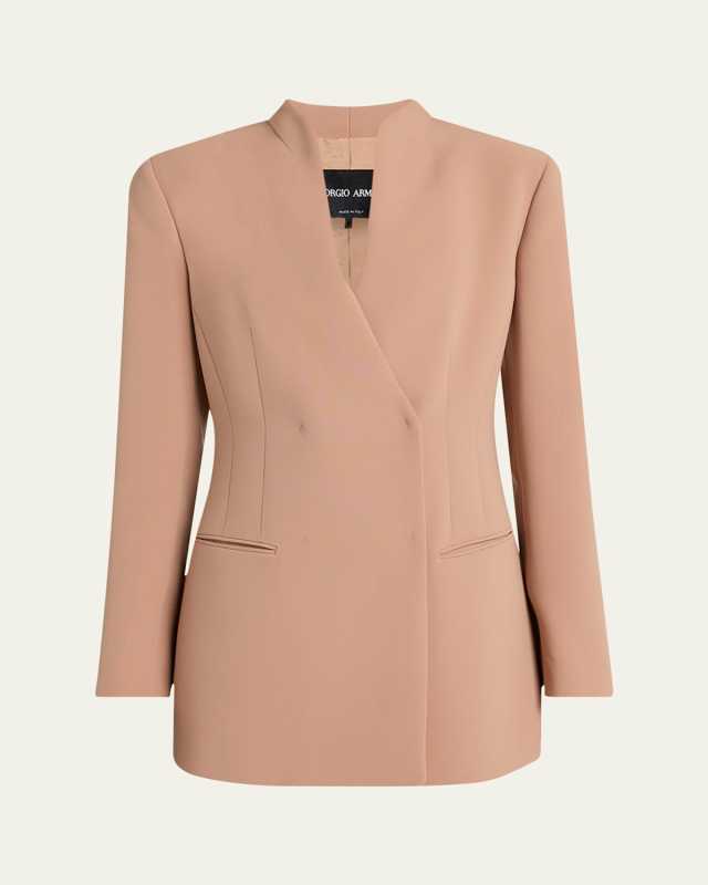 Tailored Double-Breasted Silk Blazer